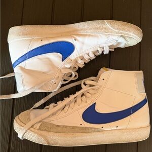 Nike Blazers White and Blue High-Top Sneakers